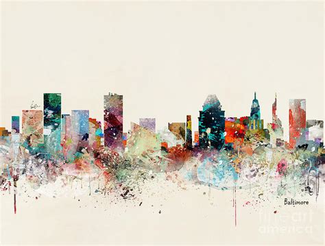 Baltimore Maryland Skyline Painting by Bri Buckley - Fine Art America