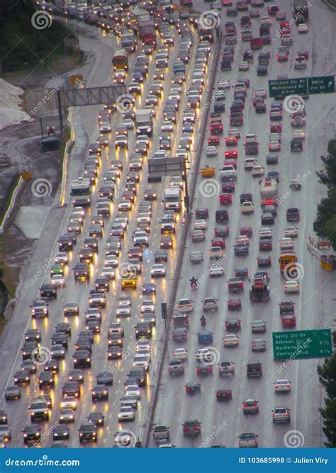 Aerial View of a Traffic Jam in Los Angeles Stock Photo - Image of front, tailback: 103685998