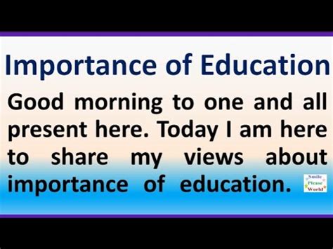 Speech 2 on Importance of education in English | speech or essay on ...