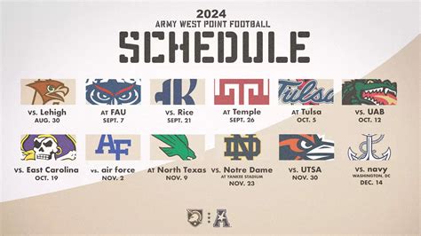 Army Football Announces 2024 Schedule, Includes Full AAC Slate | United States Military Academy ...