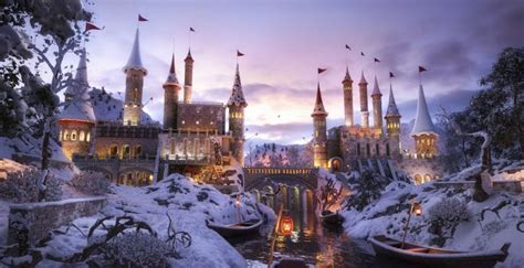 Wallpaper castle, winter, fantasy, art desktop wallpaper, hd image ...