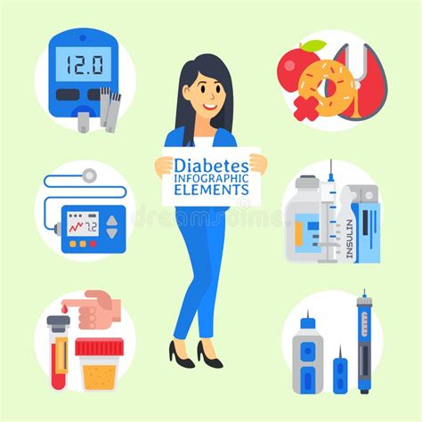 El Doctor Muestra Ilustraciones Vectoriales De Diabetes En Estilo ...