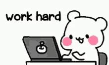 Hard Work Hardworking Cute Sticker Typing GIF | GIFDB.com