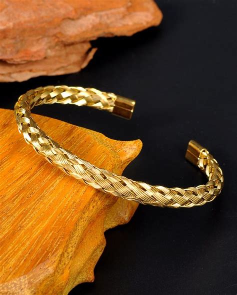 Mens 18kt. Gold Plated Rope Wire Bracelet – Premium Men’s Bracelets & Bracelets for Women in ...