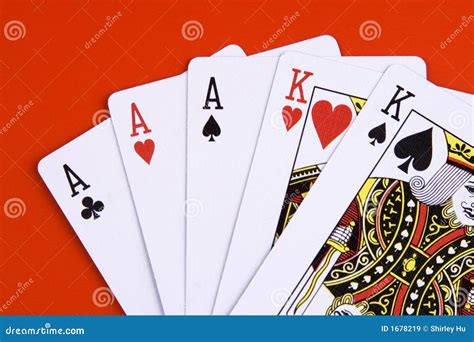 Full House Playing Cards Isolated On White Background. Stock Image ...