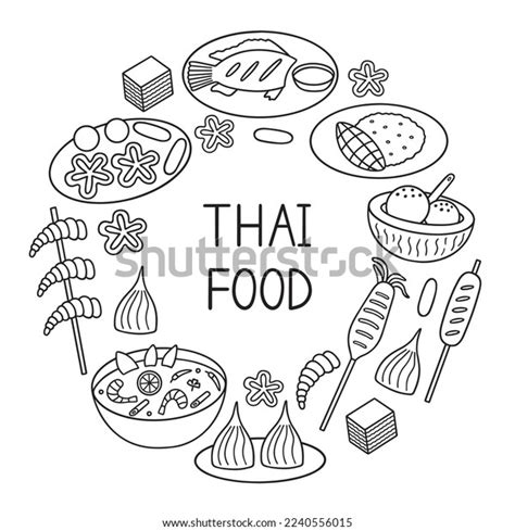 Thai Food Doodle Set Asian Cuisine Stock Vector (Royalty Free ...