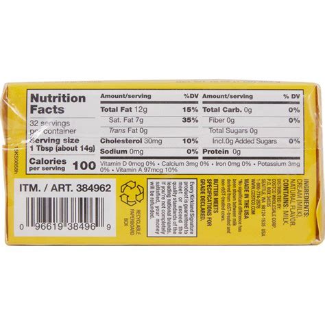 Kirkland Signature Unsalted Butter, 16 X 4 Oz - Costco Food Database