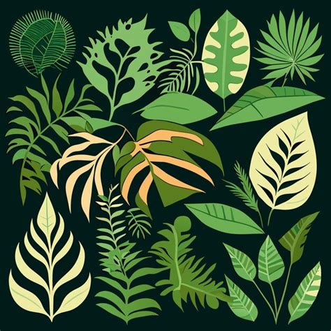 Premium Vector | A set of flat rainforest leaf shapes vector art collection