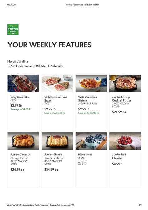 The Fresh Market Weekly Specials May 20 – May 26, 2020