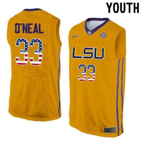 LSU Tigers #33 Shaquille O'Neal Gold Youth College Basketball Jersey