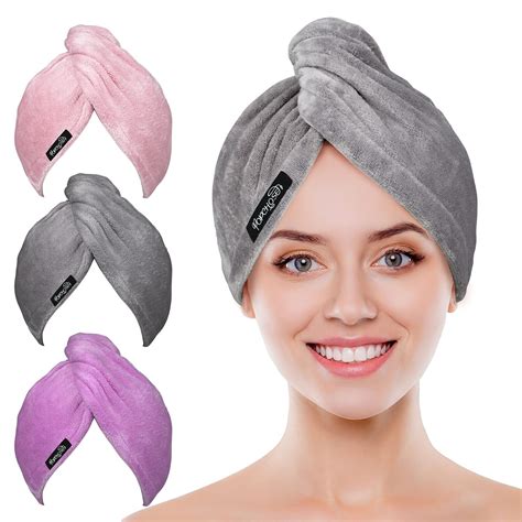 Buy Microfiber Hair Towel Wrap POPCHOSE Ultra Absorbent, Fast Drying Hair Turban Soft, No Frizz ...