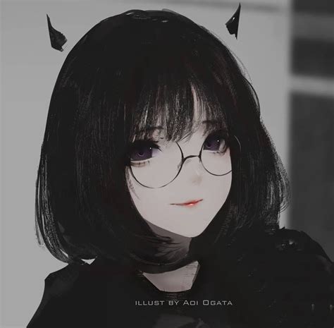 asian cutie with glasses by aoi ogata. black hair white girl. Black Hair Anime Girl, Emo Anime ...