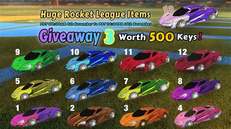 Huge Weekly Giveaway 3, Worth 500 Keys - 13 Painted Rocket League Black ...