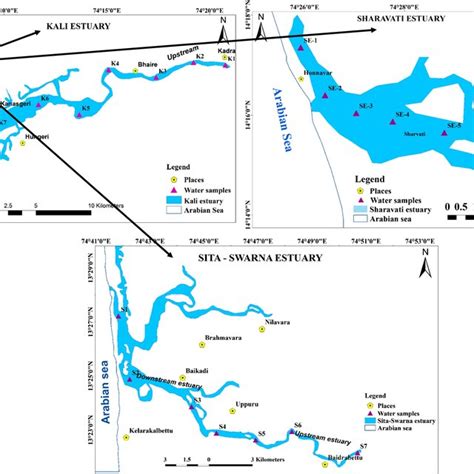 Map showing the sampling points along the salinity gradient of ...