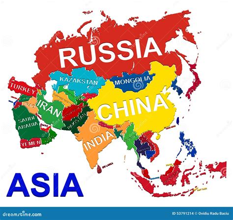 Asia Political Map Stock Vector - Image: 53791214