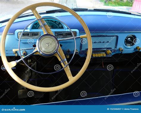 Retro Interior of USSR Vintage Car Volga Manufactured in 1956 Editorial ...