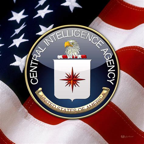 Central Intelligence Agency - C I A Emblem Over American Flag Digital ...