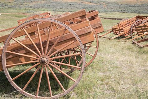 Pioneer Handcarts on Grassland Prairie Stock Photo - Image of antique ...