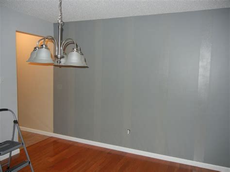 Subtle stripes made with Stone Mason Gray. Whole wall is eggshell with full gloss stripes ...