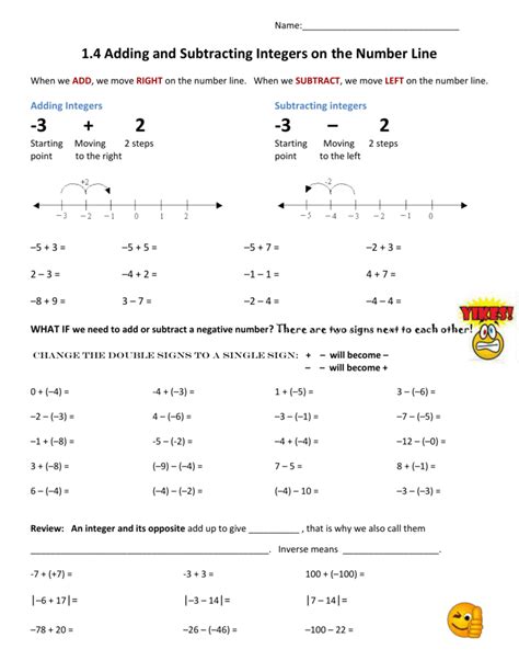 1.4 Adding and Subtracting Integers on the Number Line