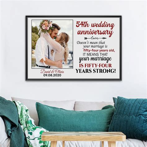 Personalized Photo 54Th Wedding Anniversary Gifts Poster For Couple, Parents, Wife & Husband ...