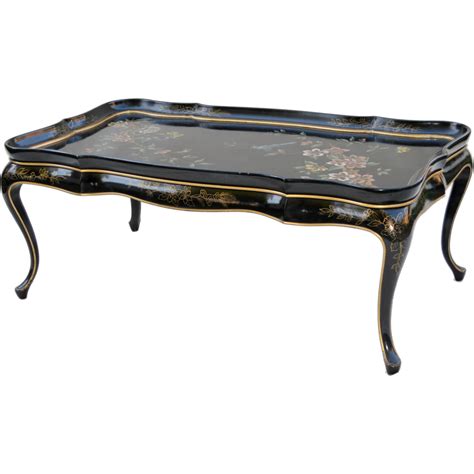 Mid-Century Black Lacquer Asian Coffee Table from tolw on Ruby Lane