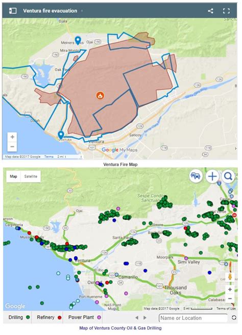 Live Map of Ventura Thomas Fires Near Oil & Gas Drilling