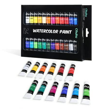 Ohuhu Watercolor Paint Set, 24 Colors Artists Water-color Painting Kit, 12ml x 24 Tubes ...