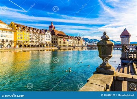 Old Town Buildings Over Reuss River in Lucerne City, Switzerland Stock Photo - Image of ...