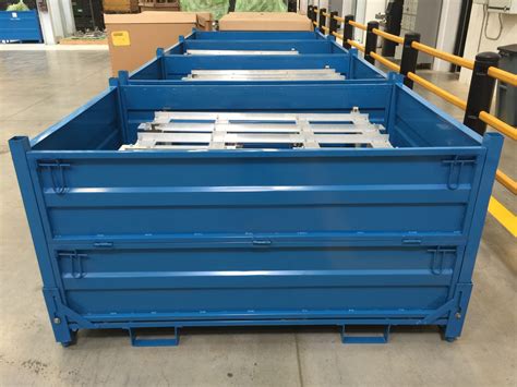 Folding Steel Storage Containers | Steel Storage Bins with Pintle Feet