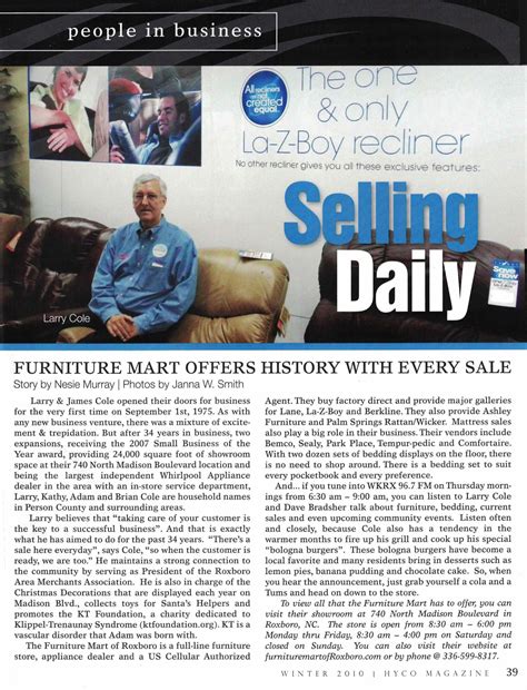 Selling Daily - Furniture Mart (Blast from the Past) - Hyco Lake Magazine