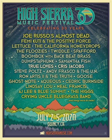 High Sierra Music Festival 2020 poster California | Joe russo, Music festival, Festival