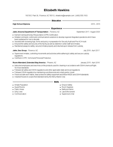 Jailer Resume Examples and Tips - Zippia