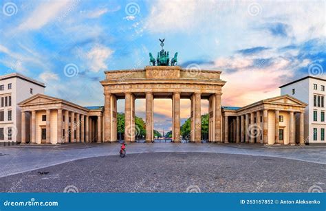 Brandenburg Gate or Brandenburger Tor at Sunset, Panoramic View, Berlin, Germany Stock Photo ...