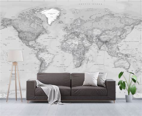 Wall Sized World Map Wall Mural Removable Wallpaper Map of the World ...