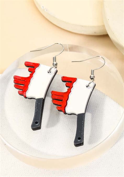 Bloody Butcher Knife Earrings | Halloween Accessories