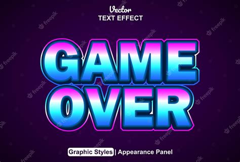 Premium Vector | Game over text effect with graphic style and editable