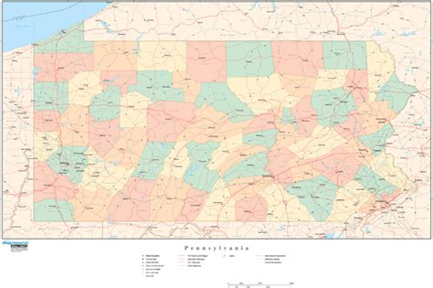 Pennsylvania Wall Map with Counties by Map Resources - MapSales