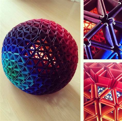 Found in reddit. Website is directions for construction. Geodesic Sphere, Origami Ball, Platonic ...