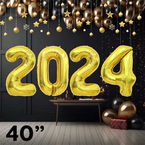 40 Large 2024 Gold Balloons, 2024 Balloons New Years Eve Party Decor, Foil Balloon Kit ...