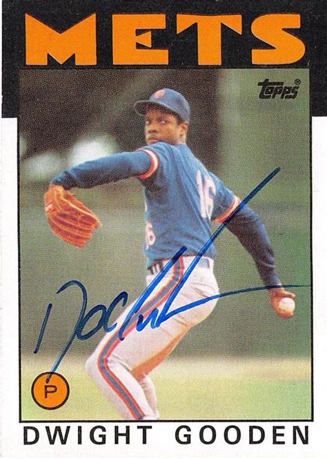 Dwight Gooden autographed baseball card (New York Mets) 1986 Topps #250 Doc Gooden