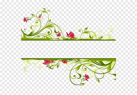 Flor, elegante fondo verde, frontera, arreglos florales png | PNGEgg