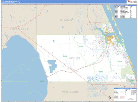 Martin County, Florida Zip Code Wall Map | Maps.com.com