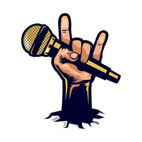 Rock n roll hand holding microphone 10505505 Vector Art at Vecteezy