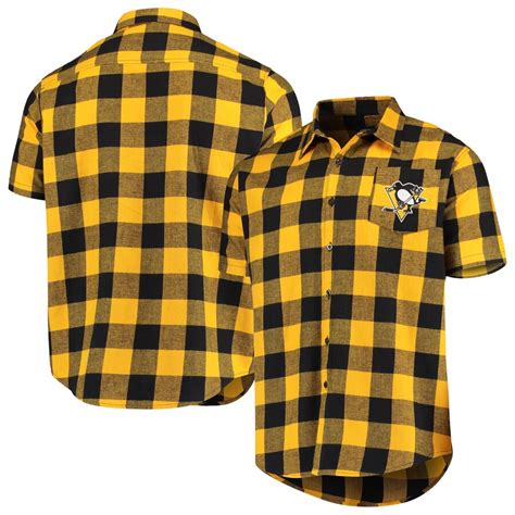 Men's Pittsburgh Penguins Gold Flannel Button-Up Shirt