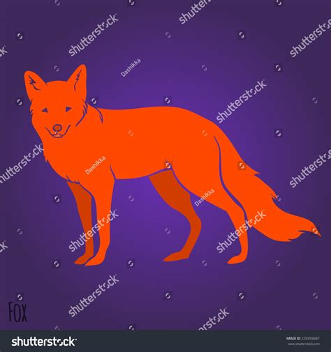 Red Standing Fox Silhouette Design Vector Stock Vector (Royalty Free ...