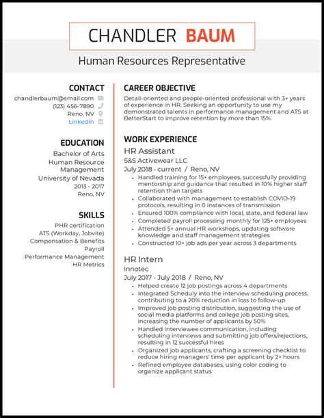 human resources resume template