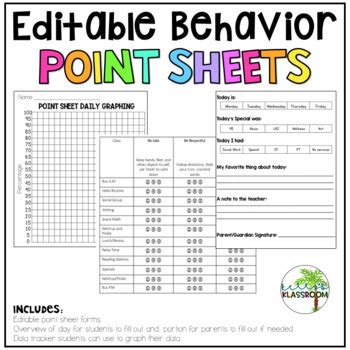 Editable Behavior Point Sheets - PowerPoint by Kelly Lynn | TPT