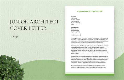 Junior Architect Cover Letter in Word, Google Docs - Download | Template.net