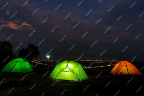 Premium Photo | Camping tent at night in the forest